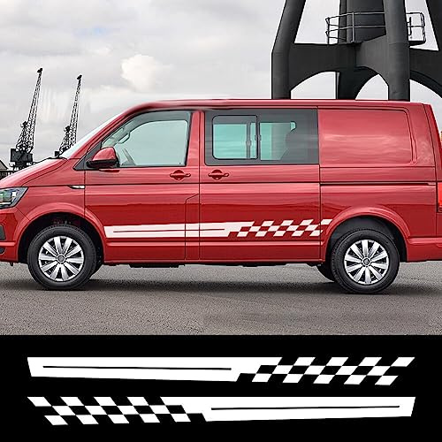 BYNYXI 2 Stück Auto Racing Streifen Seitlich Aufkleber Seitenstreifen Aufkleber Autotür Seitenstreifen Motorhaube Aufkleber Universal Sport Racing Karosserie Grafiken Autoaufkleber für SUV LKW