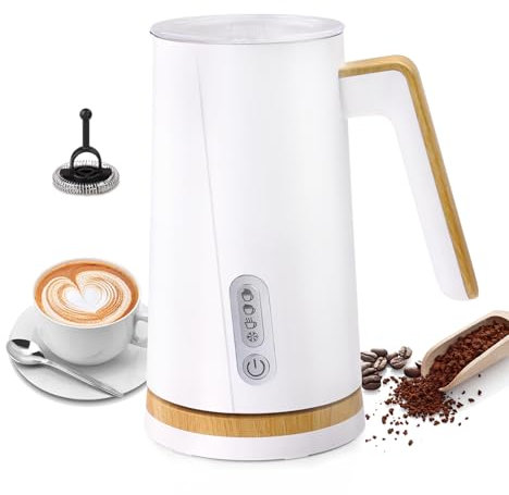 Milchaufschäumer Elektrisch 4-in-1 Milchschäumer für Heißer und Kalter Milchschaum, Warme Milch, Automatische Abschaltung Milchbehälter (weiß)