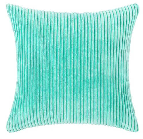 Whakano 2er Set Kordsamt Kissenbezug,Kissenhüllen Dekorative Sofakissen | Dekokissen Weicher Zierkissenbezug Wohnzimmer Sofa Schlafzimmer Boho Dekor,Couchkissen Zierkissenbezug,Minzgrün,50 x 50cm