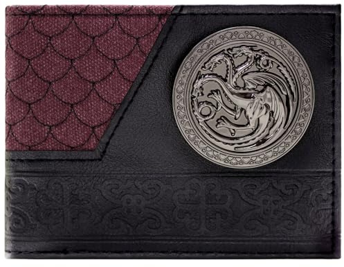 Westeros Game of Stark Thrones Targaryen Feu & Sang Dragon Sceau Portefeuille/Porte-Monnaie Bi-Fold ID & Cartes, Rouge