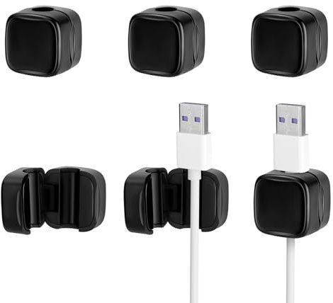 6 Stück Kabelhalter Magnetisch, Magnethalterung Kabelhalter Selbstklebend Kabelclips, Kabelclips Kabel Management für Nachttisch, Küchengeräte