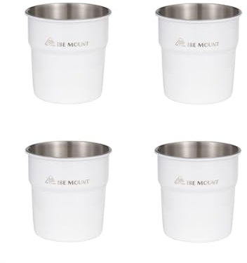 Starnearby Lot de 4 Gobelets en Acier Inoxydable 300 ml Tasse de Camping Inox, Gobelet Bière Empilable, Verre à Shot en Metal, Gobelet de Camping Incassable, Tasse à Café/Thé/Verres à Bière
