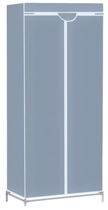 O91 - Kleiderschrank aus Stoff mit Reißverschluss in Grau und Weiß, kleiner und robuster Kleiderschrank, 70 x 45 x 155 cm und 10 kg maximale Belastung, abnehmbarer Stoffschrank für Schlafzimmer,