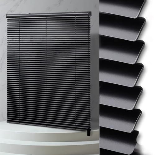 NIANXINN Jalousie Aluminium Schwarz Fensterjalousie,Sichtschutz,Lichtschutz,25mm Metall Lamellen Tür Fenster Rollo Jalousette,Wand- und Deckenmontage,Anpassbar,Breite x Höhe (50cm x 80cm)