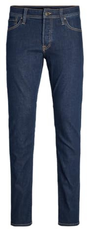JACK & JONES Mens Slim Fit Jeans with Low Rise Button Fly Denim Pants for Men UK, Blue Denim Colour, Size: 34W / 32L