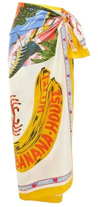 Fhniepan Women's Beach Swimwear Printed Long Sarong Coverups Bathing Suit Pareo Large Pashmina Wrap Skirt(Yellow,One Size)