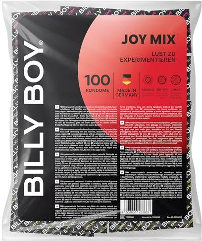 BILLY BOY Kondome Joy Mix 100er Pack | 52 mm, 56 mm, 55 mm (62 mm im oberen Bereich) | 5 Kondomsorten (1 x 100 Stück)