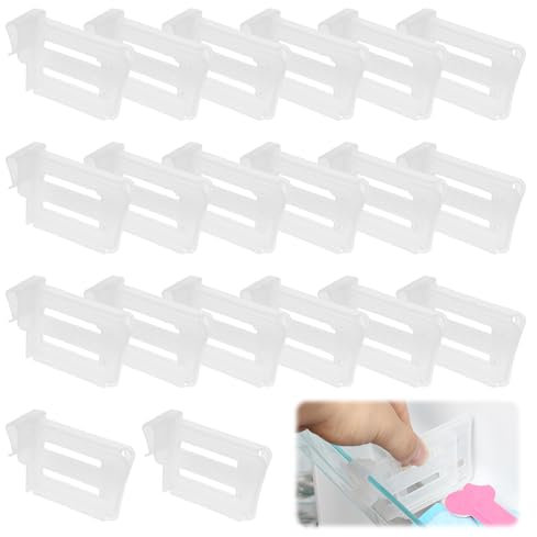 KATIMI 20 Stück Kühlschrank Seitentür, Aufbewahrungsteiler Organizer, Aufsteckbarer Kühlschrank-Flaschenhalterr, Trenner KüHlschrank, Einstellbare Lagerregal für refrigerator -Trennwand
