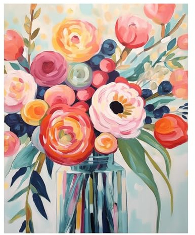Mafenr Art Fleurs Peinture Numero Adulte, Fleurs Kits de Peinture au Numéro, Coloriage Par Numéro Pour La Décoration De La Maison 40x50 cm
