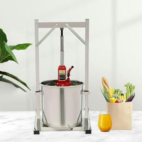 22 Litres Fruit Presse De Vin Pressé De Cidre En Acier Inoxydable Avec Chat Hydraulique Auxiliaire Pour Faire Du Jus De Vin / Carotte / Orange / Baies / Légumes, Fournitures Et Équipements À Faire ~ /