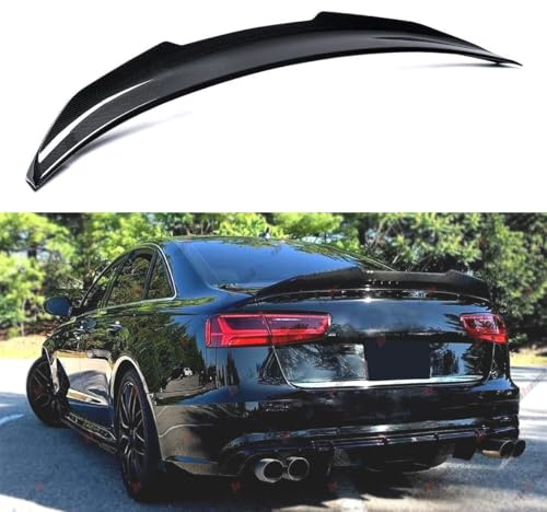 WheelX Rear Spoiler Compatible with 2012-2018 Audi A6 S6 C7, PSM Style PSM Style Duckbill Fits for 12-18 4-Door Sedan, Trunk Exterior High Kick Tail Deck Lid Wing Lip (Carbon Fiber Pattern)