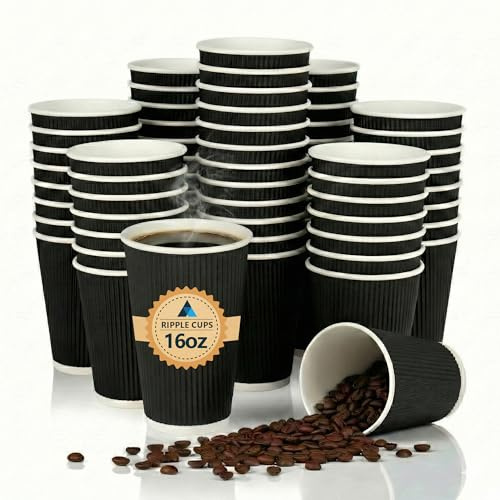 Nationwide Paper 200 bicchieri di carta kraft usa e getta da 473,6 ml, per bevande calde e fredde, bicchieri da campeggio, tazze da tè, tazze da caffè, tazze da dessert, tazze da caffè da asporto,