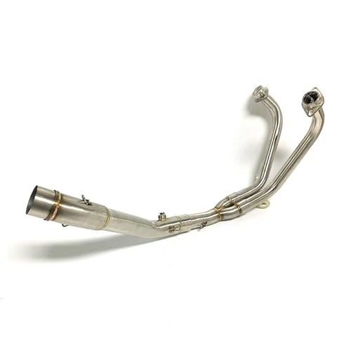 FACSER Auspuff Schalldämpfer Auspuffrohr, Motorradauspuff Mittelschalldämpfer am Rohr Vorderrohr Komplettset für YZF R3 R25 für MT 03 Auspuffrohr(Silber)