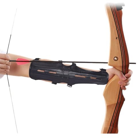NBEADS 2 Pcs Leather Arm Guard Protector, Archery Arm Guard with 4 Strap Buckles Adjustable Bow Arm Guard Leather Gauntlet Wristband Arm Guard for Archer Hunter ,30.2x39.6x0.7cm