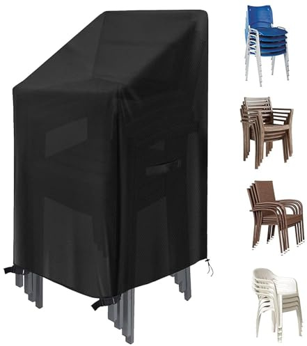 Gartenstühle Abdeckung Schutzhülle Für Gartenstuhl Wasserdicht Winddicht Gartenmöbel Abdeckung UV-Beständig Abdeckung Für Gartenstuhl Schutzhülle Für Stapelstühle Abdeckhaube Hochlehner Abdeckhaube