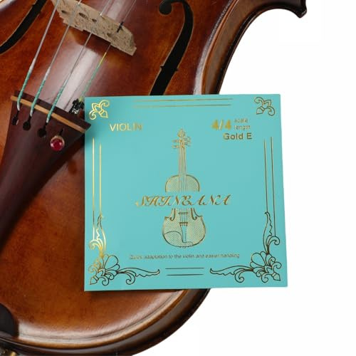 Juego completo de cuerdas para violín, reemplazo de cuerdas de violín, durabilidad duradera y tono rico - hecho a mano con materiales premium - para todos los niveles (4/4 GOLD E)