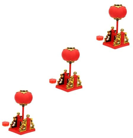 Amosfun 3St Laterne Kerze Kerzenlaterne rosa n große Geburtstagsn Teelichter aus Soja die chinesen Dekoration Schlafzimmer raumdeko Altar Tischdekoration Plastik