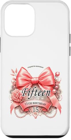 Camicia rosa da bambina con fiocco in stile coquette, per 15° compleanno, a due cifre Custodia per iPhone 12 mini