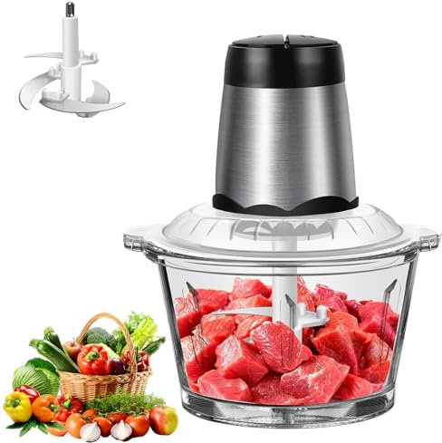 Hachoir Électrique, hachoir à légumes haute puissance avec 4 lames tranchantes, hachoir à viande électrique 300W, 2 réglages de vitesse, hachoir électrique de cuisine multifonction avec 2L conteneur
