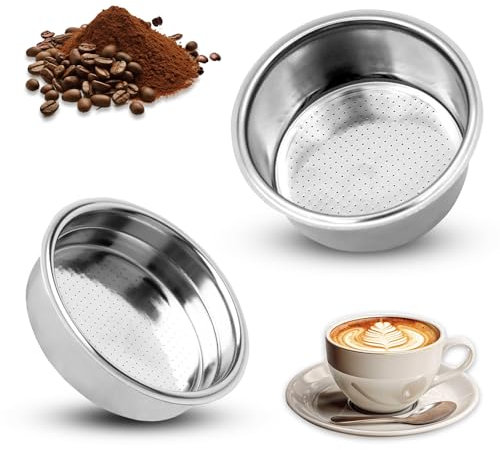 SUNNIFLY Portafiltro per Caffè Set di 2 Pezzi (per 1 Tazza + 2 Tazze) - Filtro Ultrafine in Acciaio Inox, Facile da Pulire, Design Antigraffio, Si Adatta Alla Maggior Parte Dei Manici da 51/53/58 mm