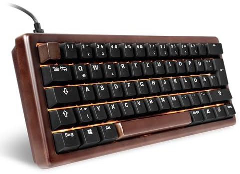Sharkoon Skiller SGk50 S4 Wood, PBT, RGB Gaming Keyboard, 60% DE-Layout