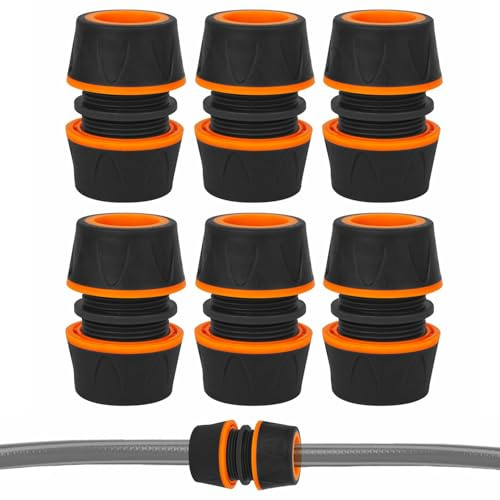 YIYAYOO 6pcs Garden Hose Repair Connector Extender 1/2 inch Water Hose Pipe to Hose Connector Garden Hosepipe Coupler Extension Joiner Connectors for Hosepipe Repair Extension