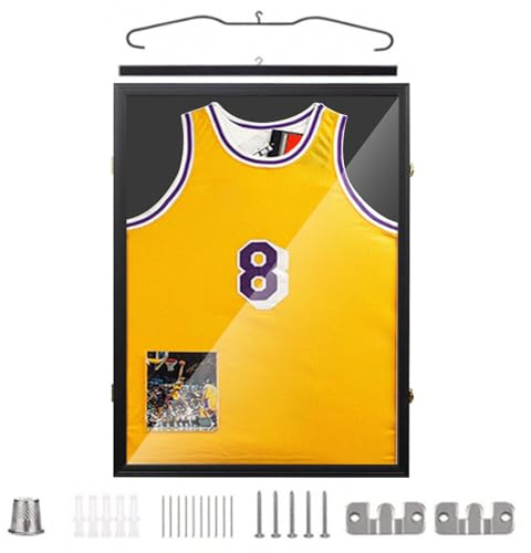 Trikotrahmen,60x80 cm Trikot Bilderrahmen,3D Groß Objektrahmen,Fußballtrikot Rahmen,Holz T-Shirt Frame mit Plexiglas, für Zur Aufbewahrung von Sporttrikots