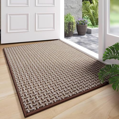 Homcomodar Felpudo Entrada Casa 41x61cm Alfombra Entrada Interior Antideslizante Felpudo Absorbentes Lavable Alfombrilla para Pasillo Cocina, Marrón