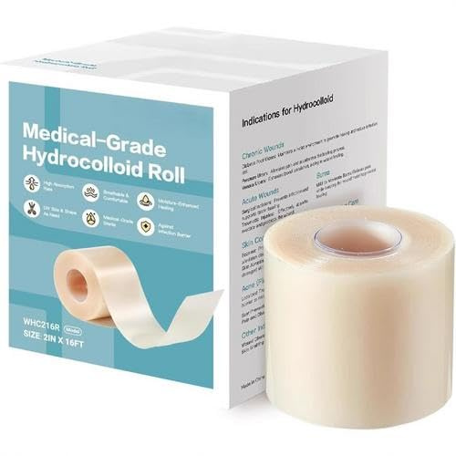 Hydrocolloid Roll - 5cm X 5 M Medical Grade Hydrocolloid Roll, Hydrocolloidroll For Wound Care, Zuschneidbar, Extra Große Hydrokolloid-Verbandrollen, Extrem Saugfähig, Wasserfest