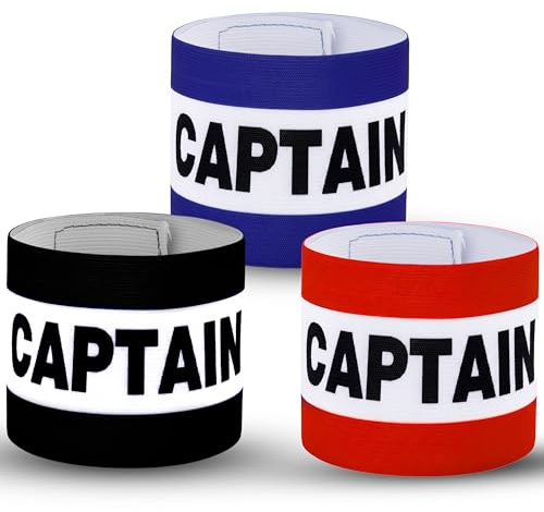 Fascia da capitano multicolore, 3 pezzi, per allenamento di calcio, fascia elastica sportiva per ragazzi, comode e regolabili, per calcio e sport di squadra