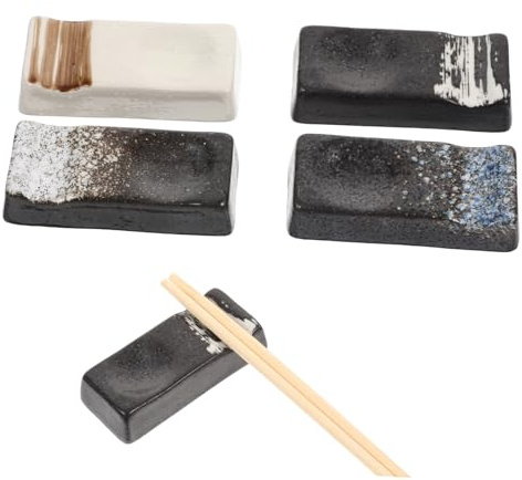SMASOLO Soporte para Palillos y Reposacucharas De Cerámica Japonesa 4 Piezas, Accesorios De Mesa Decorativos Azul Hielo y Nieve, Utensilios Hogar Restaurante