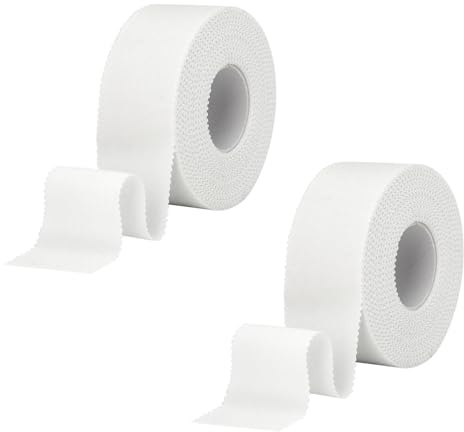 MOTIBACK Sporttape Lot de 6 rouleaux de ruban adhésif de sport professionnel blanc (6 x 2,5 cm x 10 cm) Bandes non élastiques indéchirables pour poignets, doigts et articulations – Doux pour la peau