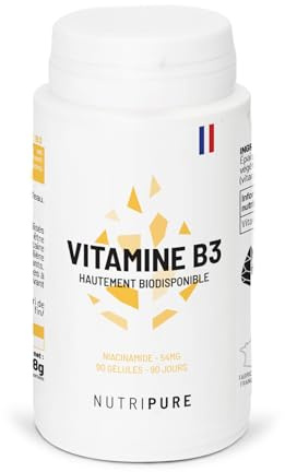 Nutripure | Vitamine B3 Niacinamide 54 mg | Haute Biodisponibilité Sans Flush | Énergie, Système Nerveux, Peau & Muqueuses | Vegan, Sans Gluten, Sans OGM | 90 Gélules (3 Mois) | Fabriqué en France