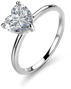 Epinki Echt Schmuck PT950 Platin Hochzeitsring, Solitär Herz Partnerringe mit Labor Erstellt Diamant Herzschliff, Solitärring Platin, Gr.52 (16.6)
