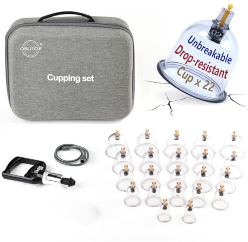 W02 - Juego de 22 tazas, gran tamaño V2.0 para mujeres y hombres, copa de vacío para cuerpo, muscular, espalda, alivio del dolor, masaje, succión, celulitis, ventosa, juego de terapia de ventosa