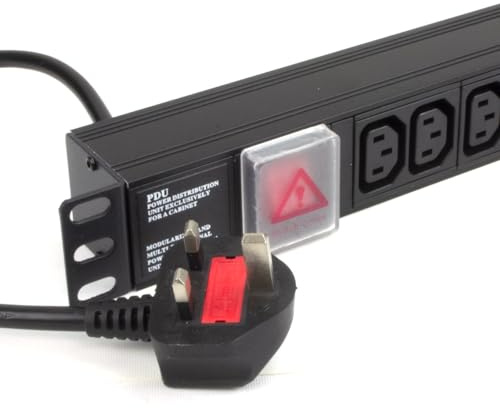 kenable 12 Way PDU Power Distribution Unit | C13 IEC Sockets | UK Plug 3250W | Horizontal Rack Mount | Aluminium Housing | Switched | 3m Cable | Without Surge Protection