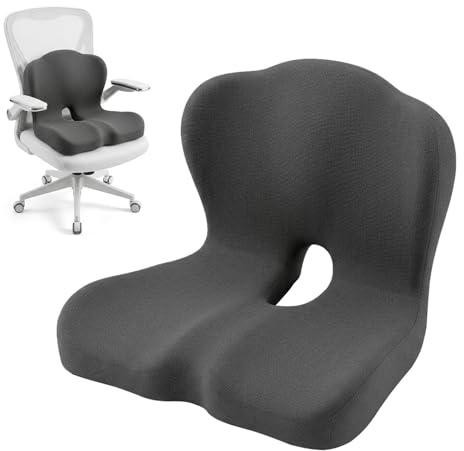Sitzkissen mit Rückenlehne – Ergonomisches L-förmiges Memory-Schaum | Sitz- & Rückenkissen, U-förmige Hohlkonstruktion zur Entlastung des Steißbeins, atmungsaktiv & rutschfest, für Büro, Auto
