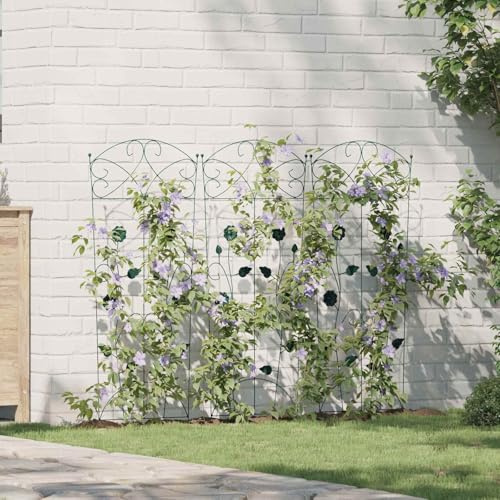 Ziaphsol Lot de 3 clôtures de jardin, vertes, 110,5 x 42,5 cm, treillis en acier pour plantes grimpantes, roses, clématites, lierre sur balcon, terrasse, brise-vue dans le jardin