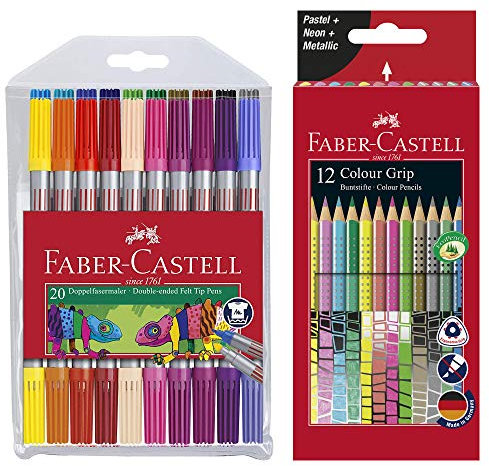 Faber-Castell - 20er Doppelfasermaler + 12er Colour Grip