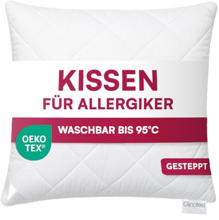 Clinotest Kissen 40x40 cm – Waschbar bis 95°C, Dekokissen für Sofa, Allergikerfreundlich & Oeko-Tex Zertifiziert, Langlebig & Weich, 120 g Füllung.