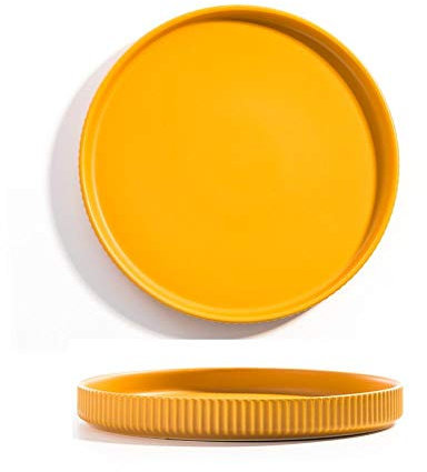 Cuenco de fideosPlato hondo de pasta para niños, plato de carne, plato occidental, ins wind home-Amarillo - Sartén poco profunda de 8 pulgadas