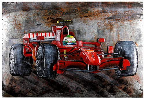 Wandbild 3D Bild Metall Formel 1 Rennwagen Unikat Relief Metallbild 120x80 cm