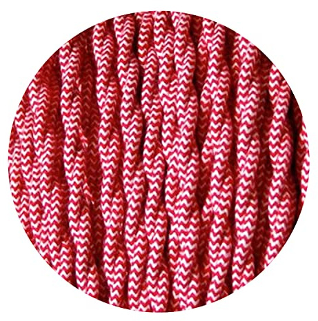 5 Meter Vintage 3 Core Twisted Electric Cable Fabric Covered Wire Italian Braided 0.75 mm Electrical Cable Flexible Wire for Lighting Other Appliances (Red & White)