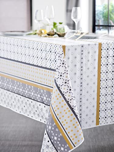 Calitex vaxduk Rivieran, grå, rund 140 cm