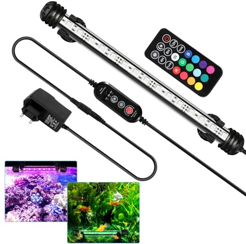 Yakimz Aquarium LED Beleuchtung, 3W Aquarium-Licht RGB, IP67 Wasserdicht, Universal Fit Aquarium Lamp, für Fisch Tank, Pflanzen Aquarium, EU Stecker