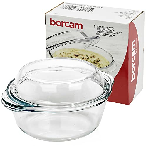 840 ml Large Round Casserole Dish Glass Bakeware Ovenware with Lid New (2)