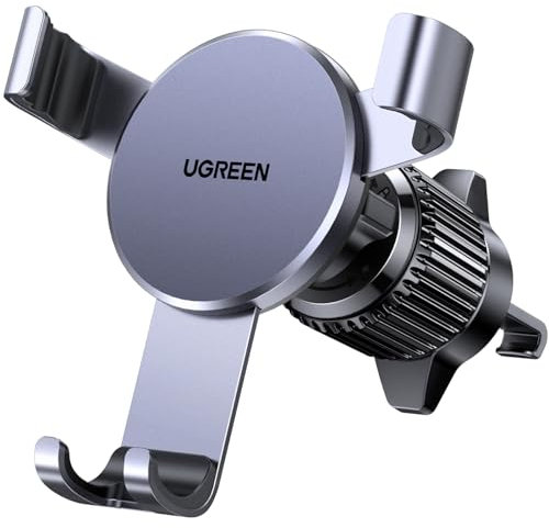 UGREEN Supporto Telefono Auto Gravità Aggiorna Gancio per Bocchetta dell'Aria, Porta Cellulare Macchina Compatibile con iPhone 16 15 14, Galaxy S24 Ultra A14 A34, Xiaomi/Redmi note, OPPO ecc. Grigio