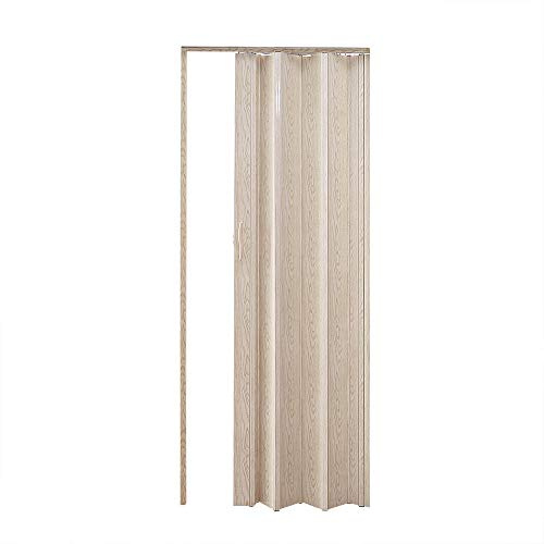 Panana Folding Door Natural Pine Effect PVC Internal Accordion Concertina Sliding Door Thickness:6mm/12mm Brown/Ivory/White/Yellow (6mm, Ivory)