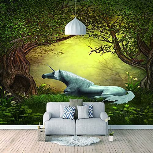 Papier Peint Mural Autocollant Nouveau 3D Grand Mural Cheval Animal De La Forêt Papier Peint Mural 3D Papier Peint Mural 3D Pour Décor De Salon, Photo Murale Peler Et Coller L'Art Mu 400(L)x280(H)cm