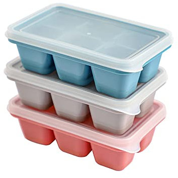 3Pcs Ice Cube Trays, Easy-Release Silicone Ice Cube Moulds with Removeable Lids, Flexible Ice Trays for Freezer, Whiskey, Cocktail, Chilled Drinks